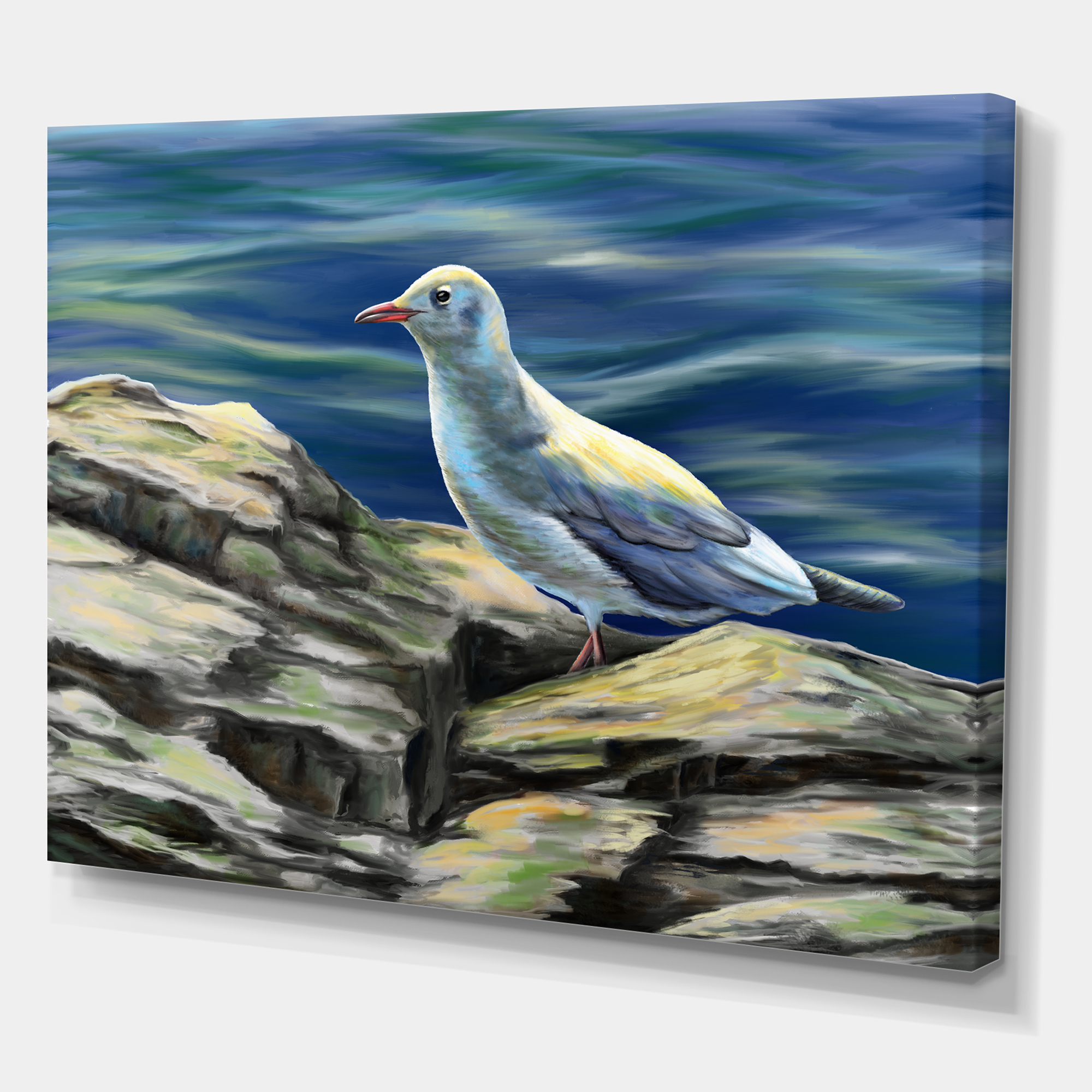 Designart ' Portrait of Seagull Birds By The Sea ' Nautical & Coastal Canvas Wall Art Print
