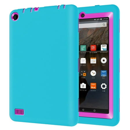 TKOOFN Double Layer Rugged Shockproof Protective Cover Case For Amazon Fire 7