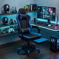 thumbnail image 5 of ELECWISH Racing Style Reclining Gaming Chair High Back Ergonomic Adjustable Swivel Computer Chair with Footrest Headrest and Lumbar Support PU Leather Executive Office Chair (Blue), 5 of 12