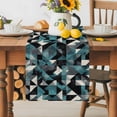 thumbnail image 5 of Teal Black Geometric Table Runner, Modern Art Abstract Vintage Kitchen Table Runners Dress Scarves for Table Decorations Party/Restaurant/Indoor Outdoor Use, 13x90in, 5 of 9