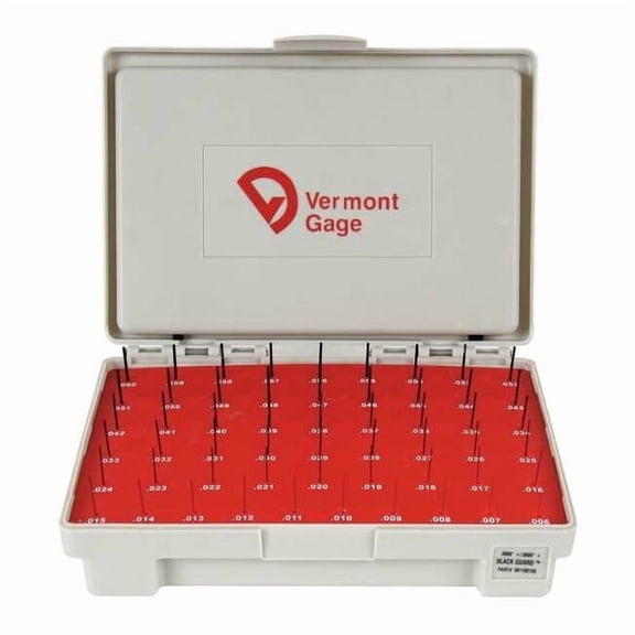 Vermont Gage Pin Gage Set,Plus,0.006-0.060 In,Black 901100100