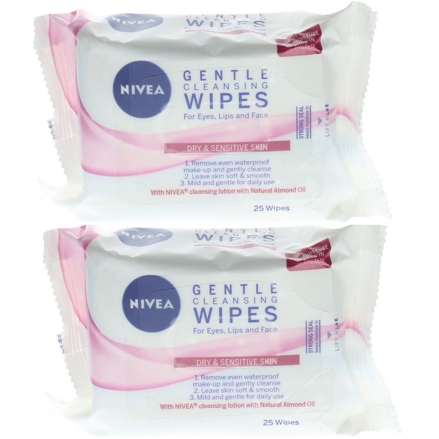 Nivea 3In1 Gentle Cleansing Wipes For Dry and Sensitive Skin (2 Packs