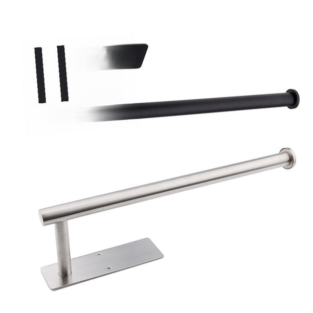 Soporte para papel higiénico de cocina cuadrado, redondo, de acero inoxidable, negro, sin perforaciones, para armario, soporte para papel higiénico, soporte para rollo de papel de cocina