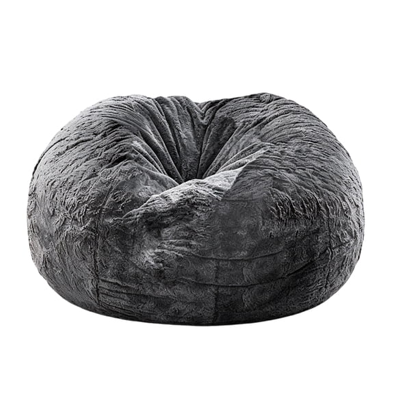 XIBUFE 6Ft Bean Bag Chair for Adults Kids No Filler Soft Oversized Round Giant Beanbag Chair Lazy Sofa Reading Chair Cover, Dark Grey