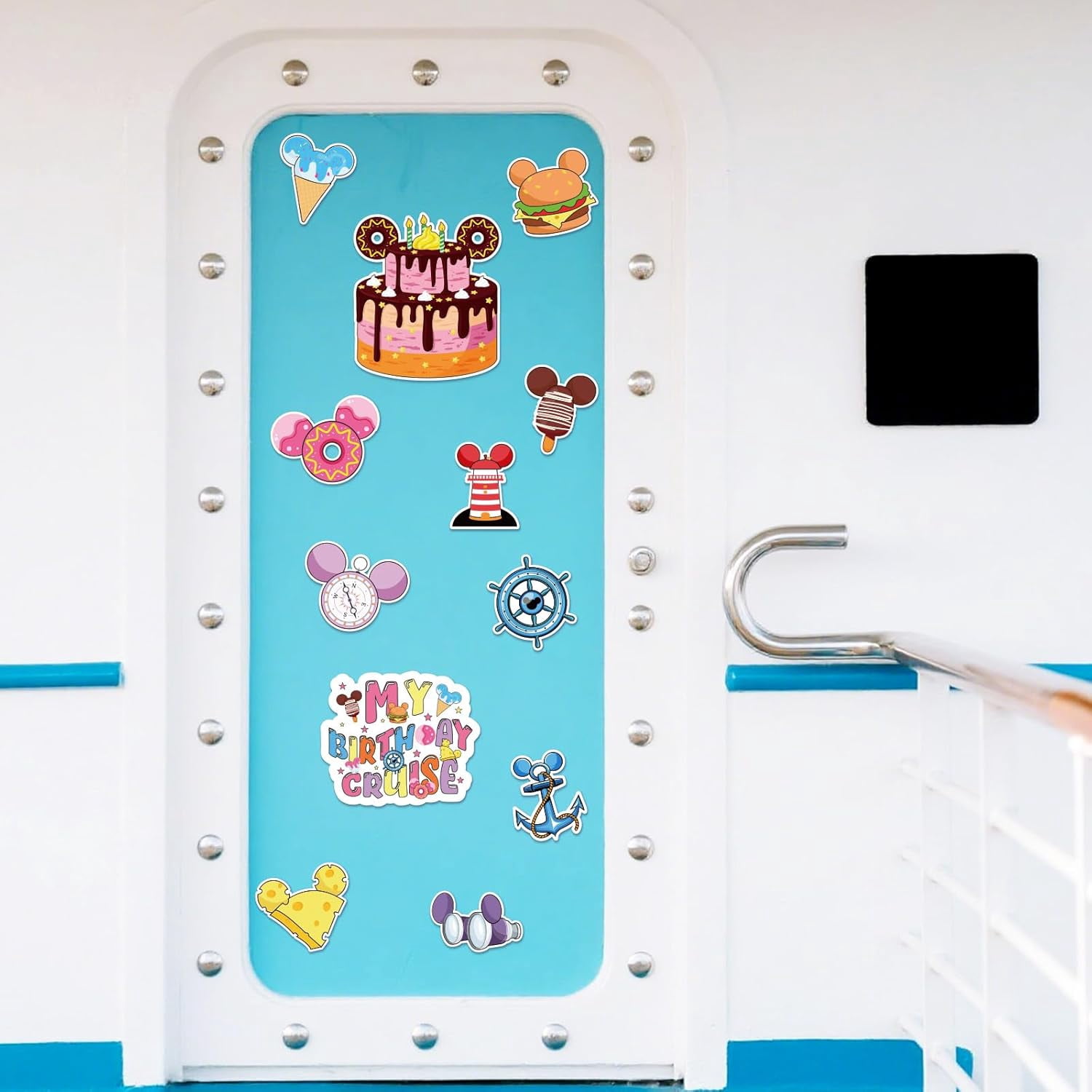 Happy Birthday Cruise Door Magnets Decorations - 12 Pcs Funny Magnetic Stickers Decorations for Cruise Ship Door, Cute Cabin Ship Carnival Party Supplies