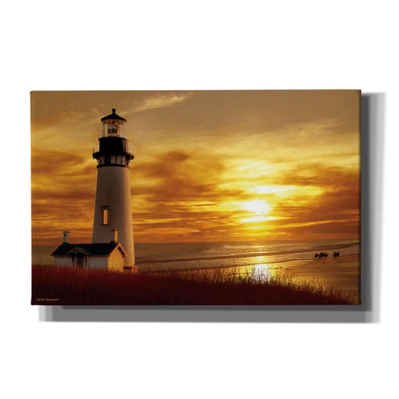 Epic Graffiti 'Lighthouse at Sunset' by Carlos Casamayor, Canvas Wall Art, 40"x26"