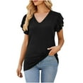 thumbnail image 3 of Fiudx Ofertas Del Día Top de Manga Corta con Cuello Redondo de Color Liso para Mujer, Ropa para El Hogar con Copa y Almohadilla para Sujetador, Pijamas de Manga Corta, 3 of 6