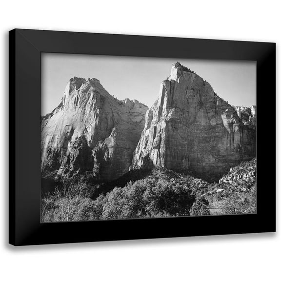 Adams, Ansel 14x12 Black Modern Framed Museum Art Print Titled - Court of the Patriarchs-Zion National Park-Utah
