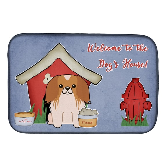 Dog House Collection Pekingnese Red White Dish Drying Mat
