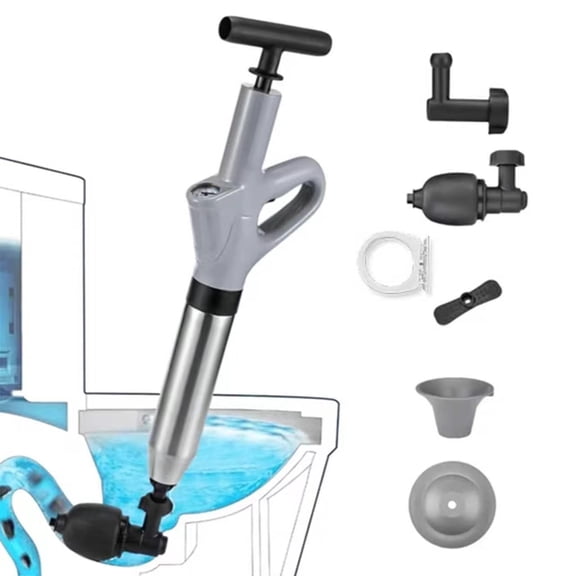 Toilet Plunger, High Pressure Toilet Plunger,Toilet Auger Air Drain Blaster with Real-Time, Heavy Duty Plunger for Bathroom and Plumbing Clogs (Grey)