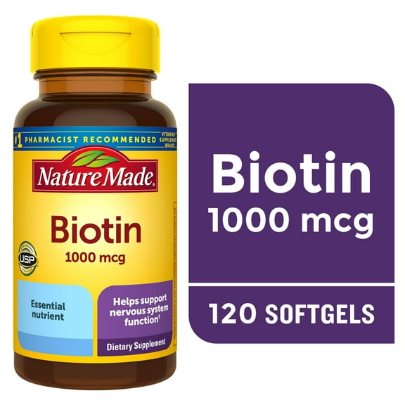 Nature Made Biotin 1000 mcg Softgels, Dietary Supplement, 120 Count