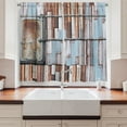 thumbnail image 2 of Wooden Print Kitchen Curtains, Rustic Colored Rusty Planks with Old Ship Door Marine Themed Art, Two Panels Drapes with Rod Pocket Room Decor, 55" X 45", Blue Brown and White, by Ambesonne, 2 of 3