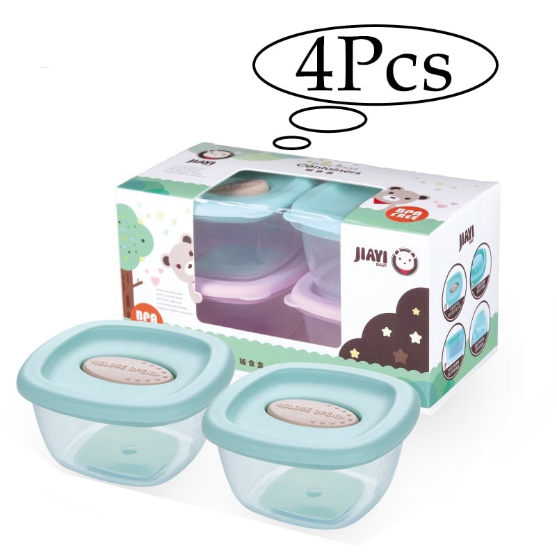 LNKOO Leakproof Baby Food Storage | 4 Container Set | BPA Free Small Plastic Containers with Lids | Lock in Freshness, Nutrients, Flavor | Freezer & Dishwasher Friendly | 4oz Snack Container