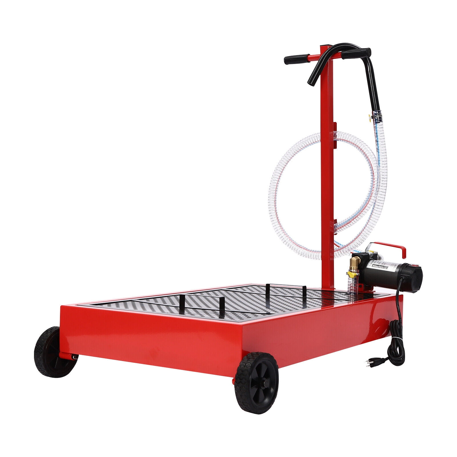 17 Gallon Portable Oil Drain with Pump Truck Oil Drain Low Profile Oil Change Pan Black