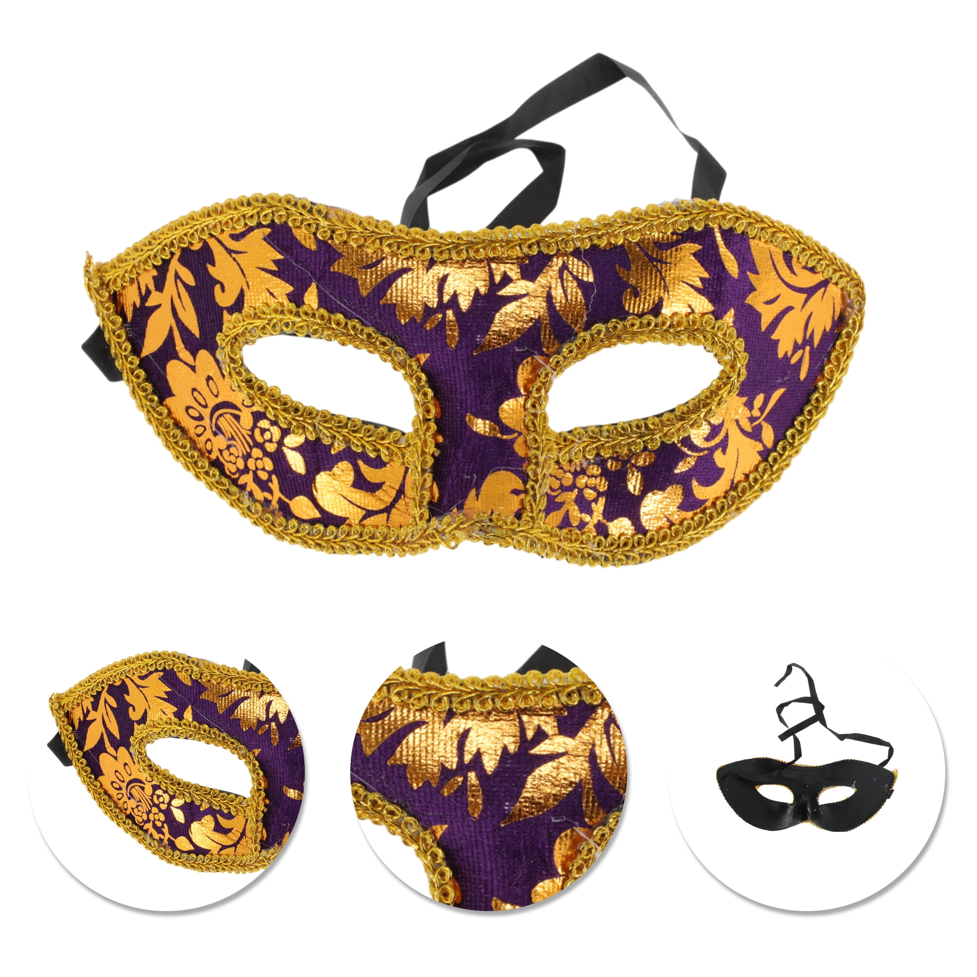 Unique Bargains 1 Box Jazz Cloth-Wrapped Flat Head Half Face Party Mask Purple