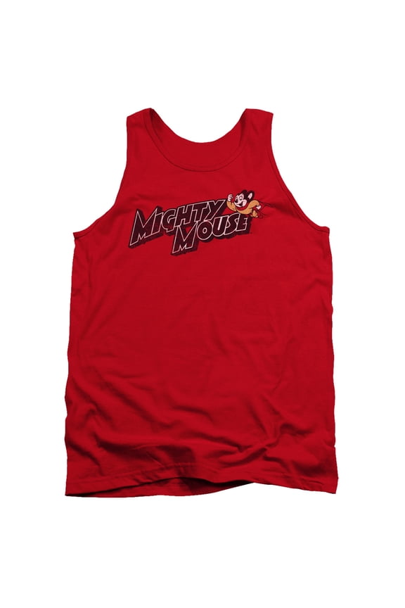 Mighty Mouse Might Logo Adult Tank Top Red