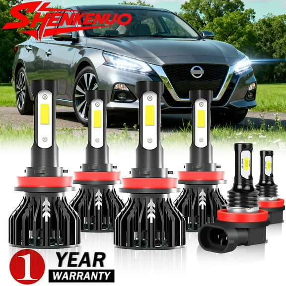 For Nissan Altima 2007-2018 Headlights,H9 H11 High and Low Beam Bulbs H11 LED Fog beam 6pcs