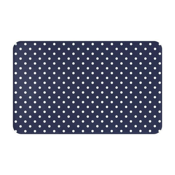 Bathroom Rugs Non Slip Washable - polka dots navy blue Kitchen Mats for Floor, Area Rugs for Entryway Rugs Indoor, Laundry Bathroom Room Door Rug with Rubber Backing 20x31.5in