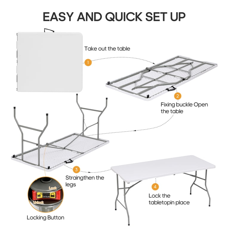 Furnibear 5ft Folding Table, Heavy-Duty Plastic photo 6