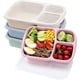 thumbnail image 1 of Juego de 4 loncheras de plástico tipo bento con 3 compartimentos, aptas para microondas y lavavajillas (3 compartimentos), 1 of 4
