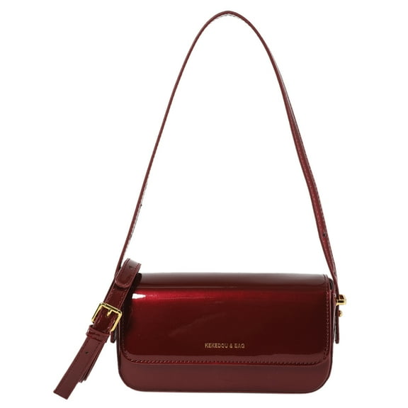 Yibooy Women Chic Single Shoulder Bag Solid Color PU Leather Evening Bag (Red)