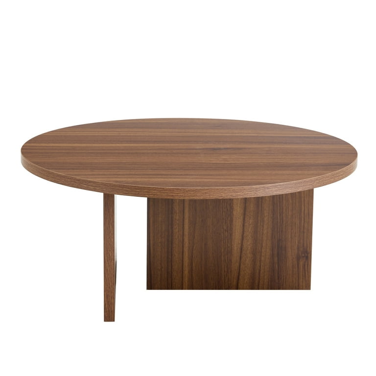 Gzxs Coffee Table in Walnut Finish, 31.5 Inch Accent Round Center