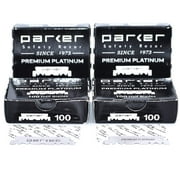 Parker Safety Razor Disposable Premium Platinum Coated Razor Blades (Pack of 4 Boxes With 100 Blades Each)