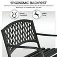 thumbnail image 6 of BCBYou Outdoor Steel Bench Patio Garden Yard Bench with Armrests Metal Frame Furniture  Lawn Seating Black, 6 of 7