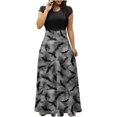 thumbnail image 2 of ICHUANYI Clearance Women's Halloween Print Colorful Long Dress Short Sleeve Print Dresses Beach Casual Maxi Sundress(Gray, S) ICHUANYI WER2023081400286, 2 of 6