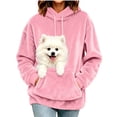 thumbnail image 2 of Women's Solid Color Oversized Hoodie Pet Pouch Sweatshirt with Large Kangaroo Pocket Pink XXL(XXL), 2 of 8