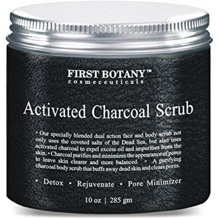 First Scrubs (The BEST Charcoal Scrub 10 oz.- Best for Facial Scrub, Pore Minimizer & Reduces Wrinkles, Acne Scars, Blackheads & Anti Cellulite Treatment - Great as Body Scrub, Body & Face)