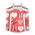thumbnail image 5 of NMMUED Women's Valentine Shirts Spring Outfits for Women Shirt Love Long Sleeve Shirts Love Vibes Off the Shoulder Long Sleeve Top Heart Print Women's Valentine's Day Tops (S-3XL), 5 of 5