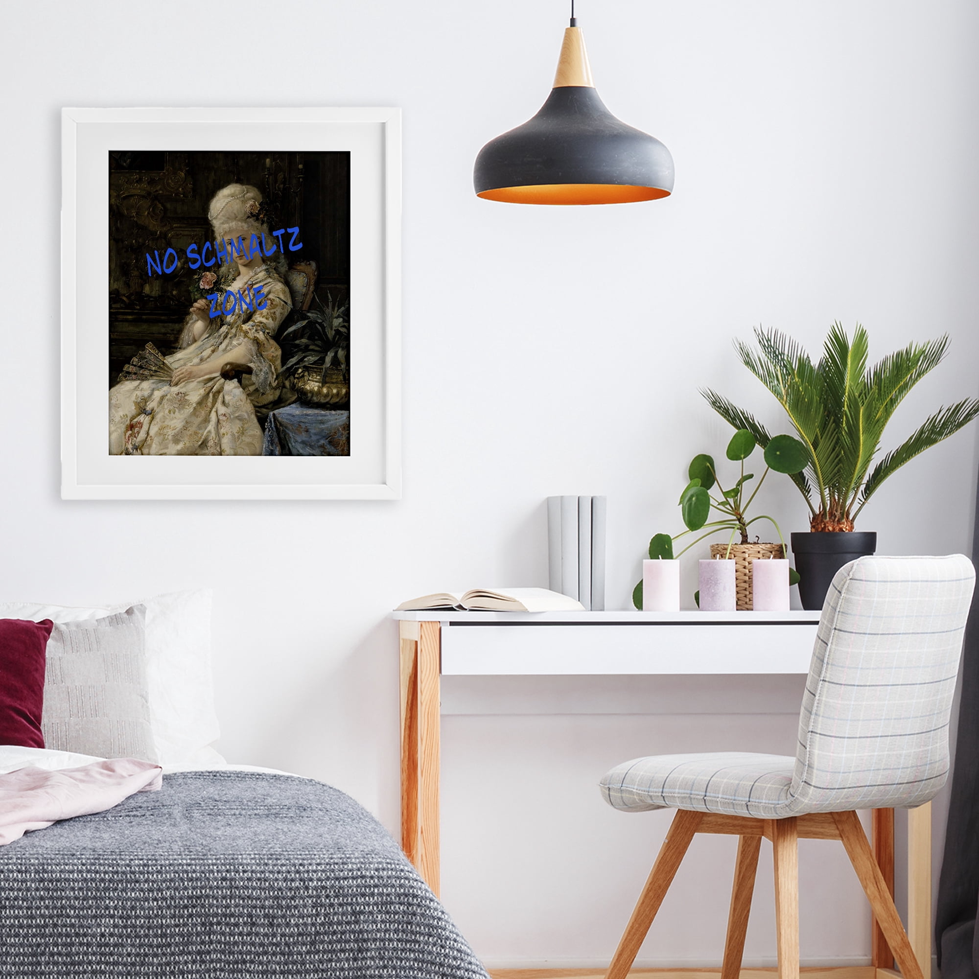 Stupell Industries Iconic No Schmaltz Zone White Framed Print Under Glass, design by Grotto Studios