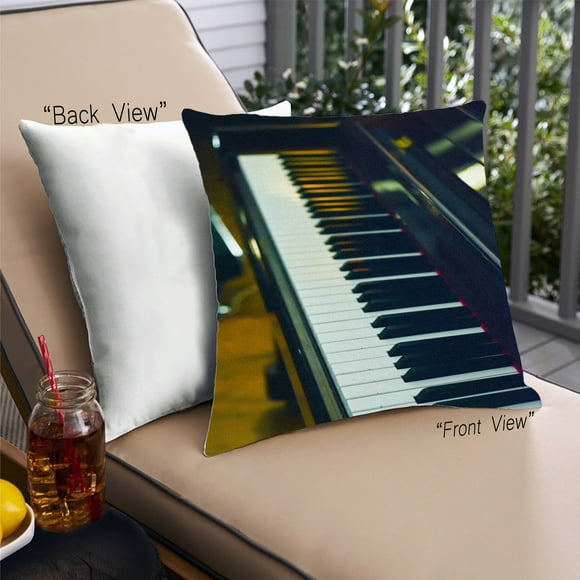 Ahgly Company Music Piano Coussin Extérieur, 18 Pouces par 18 Pouces