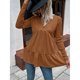 thumbnail image 2 of Camisetas de manga larga con cuello en V de Color puro para mujer, camiseta informal holgada elegante a la moda con dobladillo con volantes para citas, 2 of 6