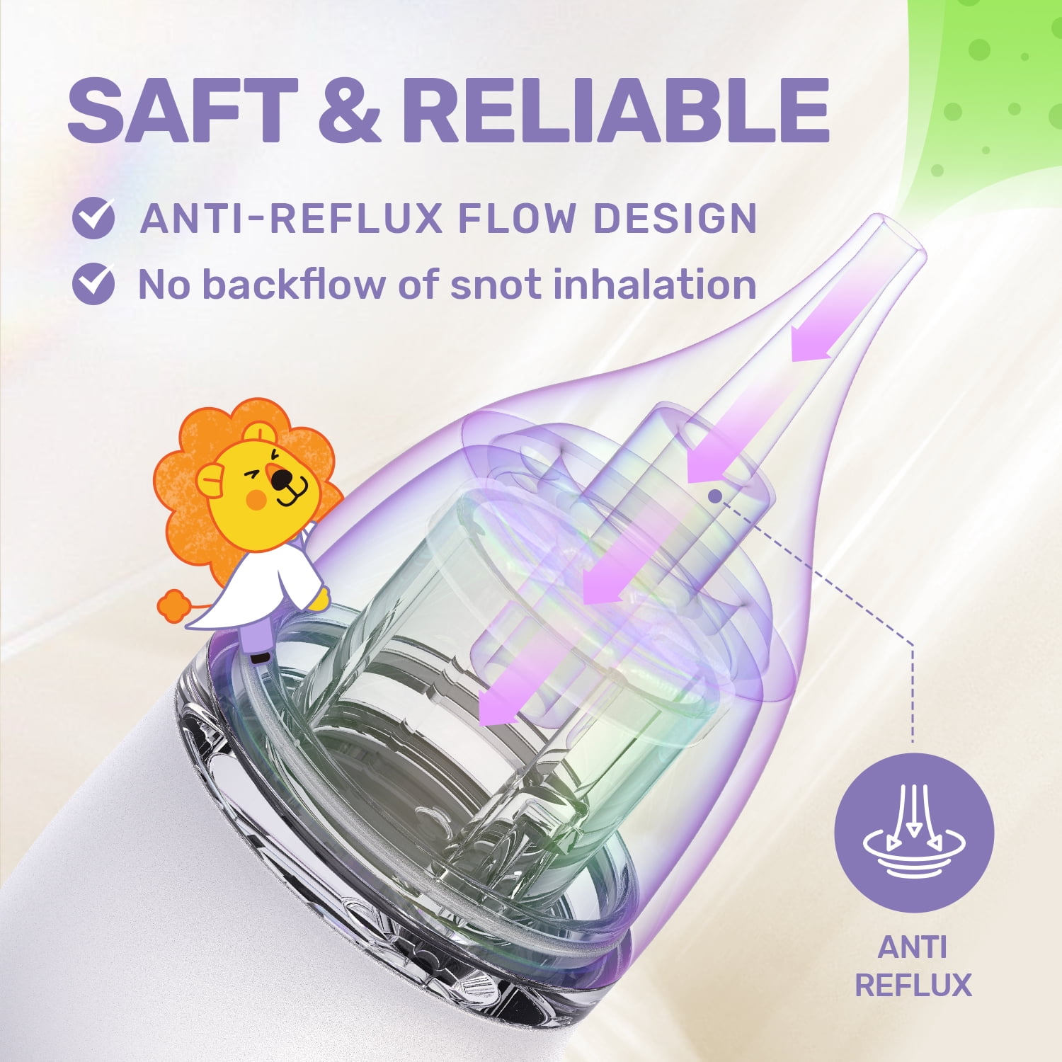 HAMMSOM Baby Nasal Aspirator - 3 Suction Nozzles, 3 Modes, Snot-Free Comfort for Newborns, Infants, and Toddlers