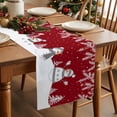 thumbnail image 2 of Christmas Snowman Cotton Linen Table Runner Winter Snowflakes Red White Dining Table Runners for Home Decor Party Dining Room Restaurant Kitchen Party 13" x 120", 2 of 9