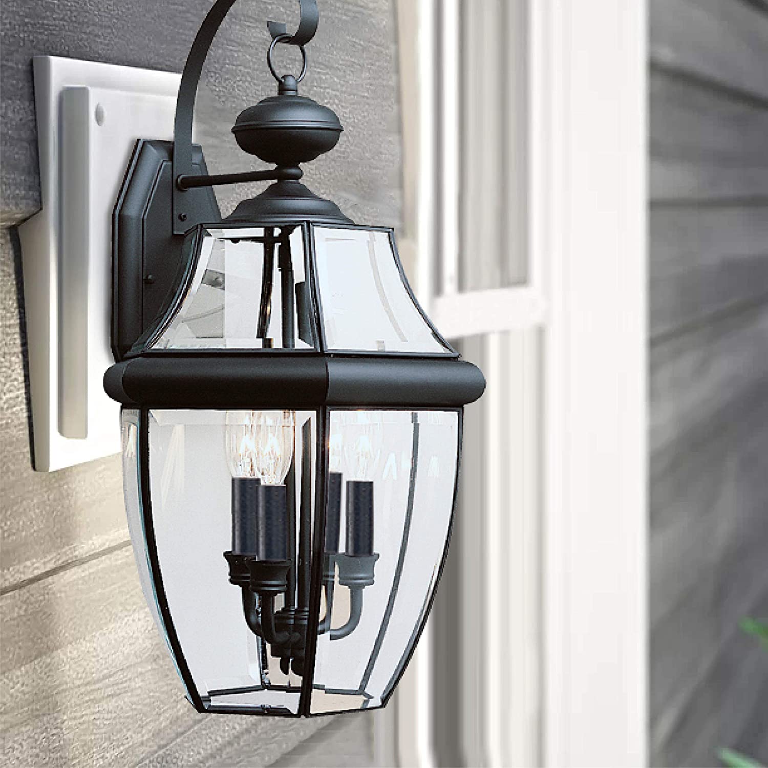 Sea Gull Lighting 8039-12 2-Light Lancaster Medium Outdoor Wall Lantern, Clear Beveled Glass and Black, Finish: Black By Visit the Sea Gull Lighting Store - image 2 of 5