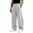 thumbnail image 2 of Men's Baggy Sweatpants Wide Leg Lounge Cotton Jogging Pants Elastic Waist Joggers with Pockets L, 2 of 7