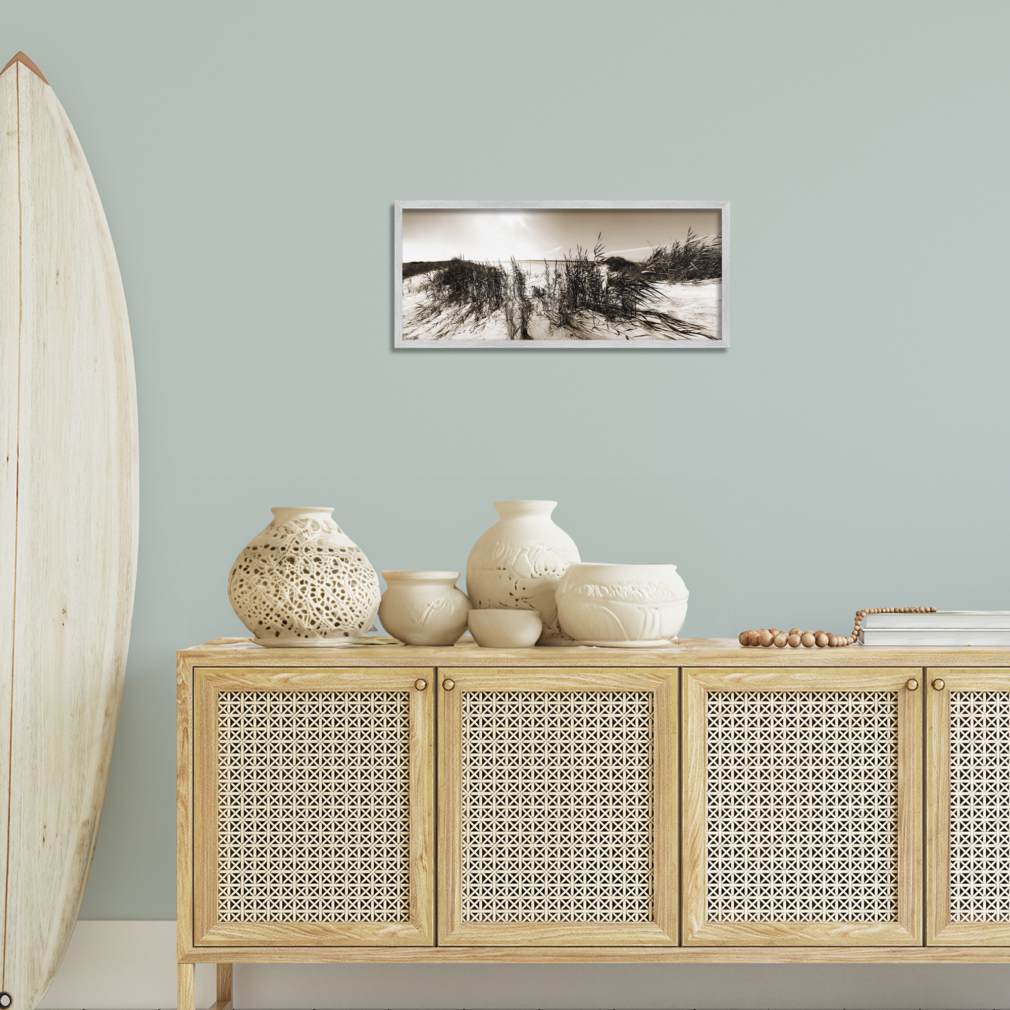 Stupell Industries Wind In The Dunes Coastal Photography Gray Framed Art Print Wall Art, 24 x 10