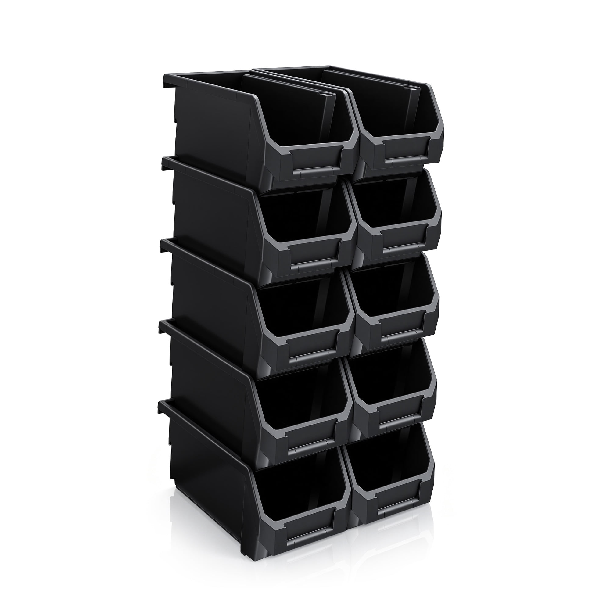 Sorbus Medium Open Front Stackable Storage Bins, Closet & Wardrobe Organizer, Black, 10 Pack