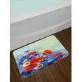 thumbnail image 2 of Flower Bath Mat, Close Up Structured Bouquet with Flower Types Poppy Peacefulness Indulging Design, Non-Slip Plush Mat Bathroom Kitchen Laundry Room Decor, 29.5 X 17.5 Inches, Red Blue, Ambesonne, 2 of 2