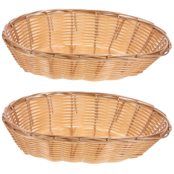 Cestas tejidas para almacenamiento de pan y frutas, organizador portátil de juguetes para aperitivos, cestas rústicas, 2 uds.