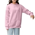 thumbnail image 3 of Meichang Oversized Hoodies for Teen Girls Long Sleeve Drawstring Fleece Pullover Fall Winter Solid Loose Hooded Sweatshirt Casual Y2K Hoodie with Pocket, 3 of 9