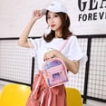 thumbnail image 3 of Mochila WBTY holográfica de PVC transparente con holograma mini rosa, 3 of 6
