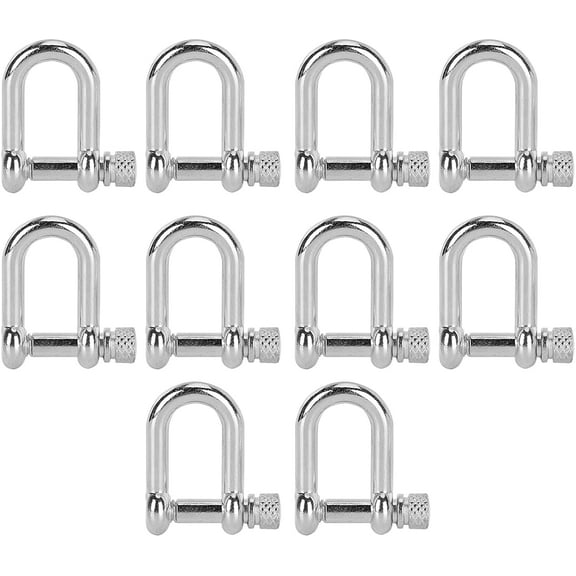 10Pcs U Shaped Shackle Zinc Alloy Bow Shape Load Clamp for Paracord Bracelet Round Screw Pin Anchor Shackle Mountaineering Tool Accessories