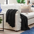 thumbnail image 2 of Chanasya Textured Knitted Super Soft Throw Blanket With Tassels Warm Cozy Lightweight Fluffy Woven Blanket for Bed Sofa Couch Cover Living Bed Room Acrylic Black Throw Blanket (50x65 Inches) Black, 2 of 9