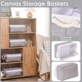 thumbnail image 5 of Sea Team 3-Pack Small Storage Basket Set, Storage Cube Organizer, Storage Bins, 12 x 8 x 5 Inches, Rectangle Canvas Fabric Collapsible Shelf Box with Handles, Grey & White, 5 of 7