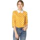 thumbnail image 1 of Disfraz de Halloween Allegra K mujer Polka Dots Contraste Peter Pan Collar Top 3/4 Mangas Amarillo XL, 1 of 6