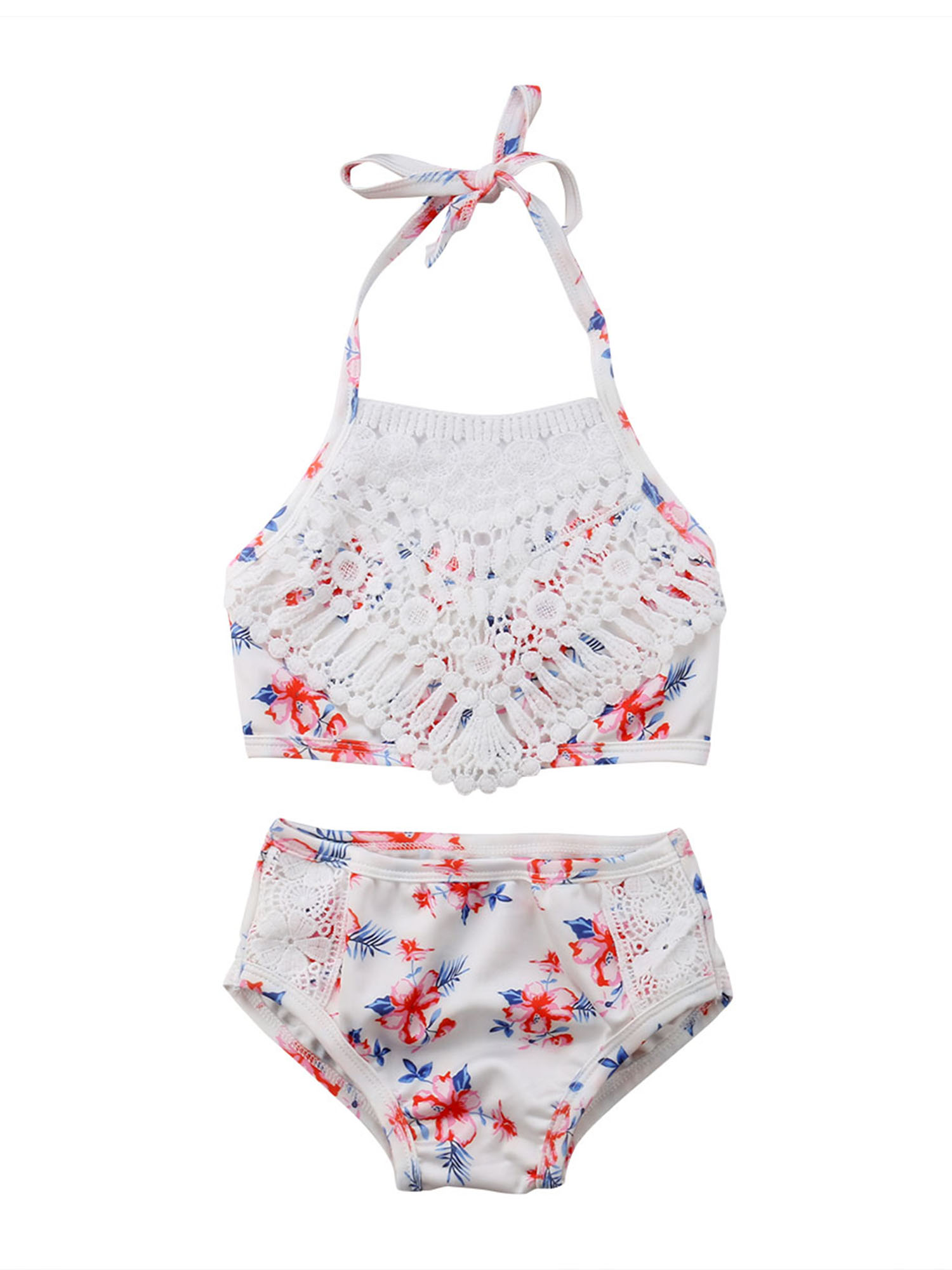 Bmnmsl Kids Baby Girl Lace Floral Bikini Set Swimwear Swimsuit Swimming